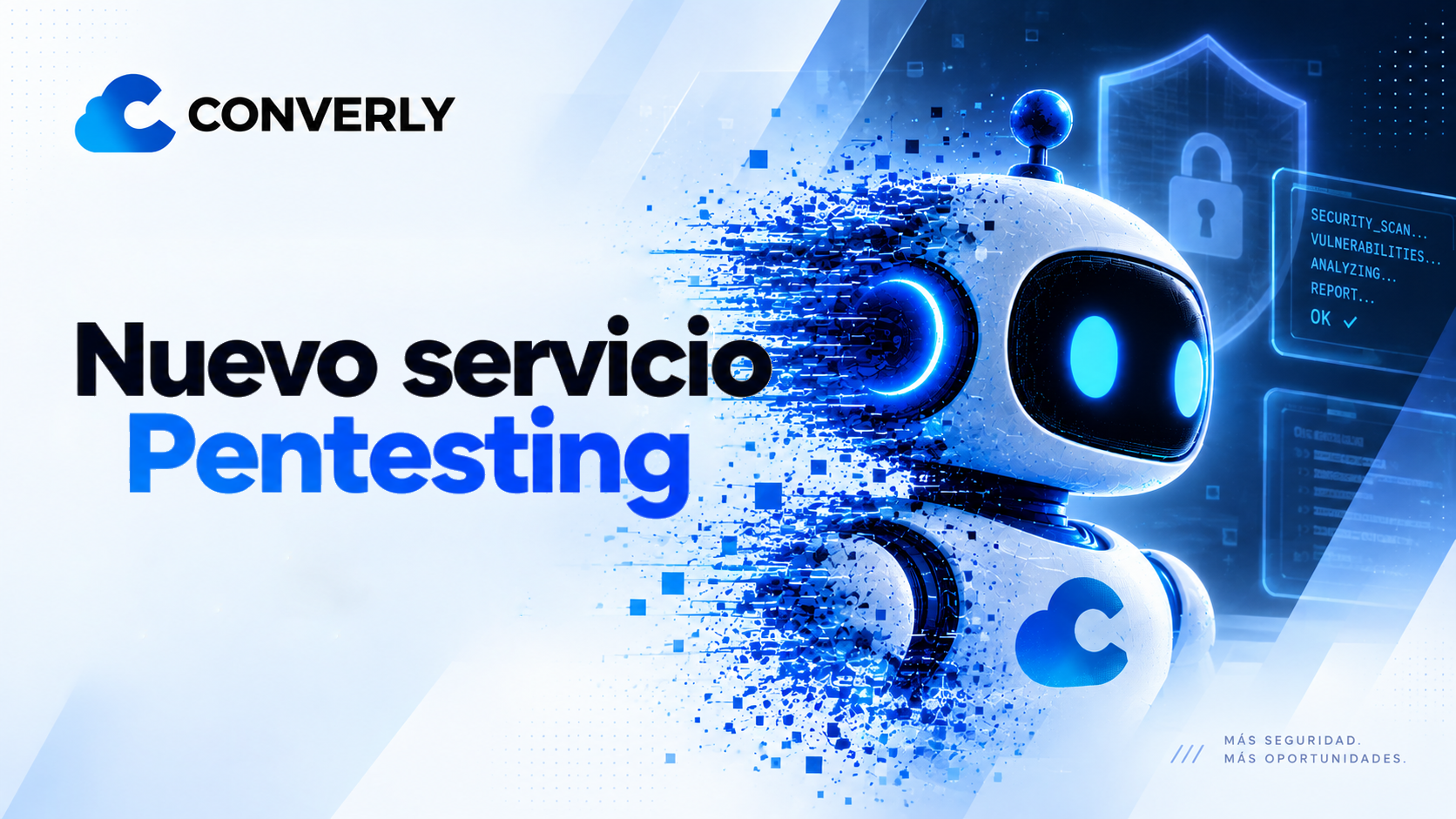 Carátula Converly lanza pentesting: presentación de ciberseguridad con escudo