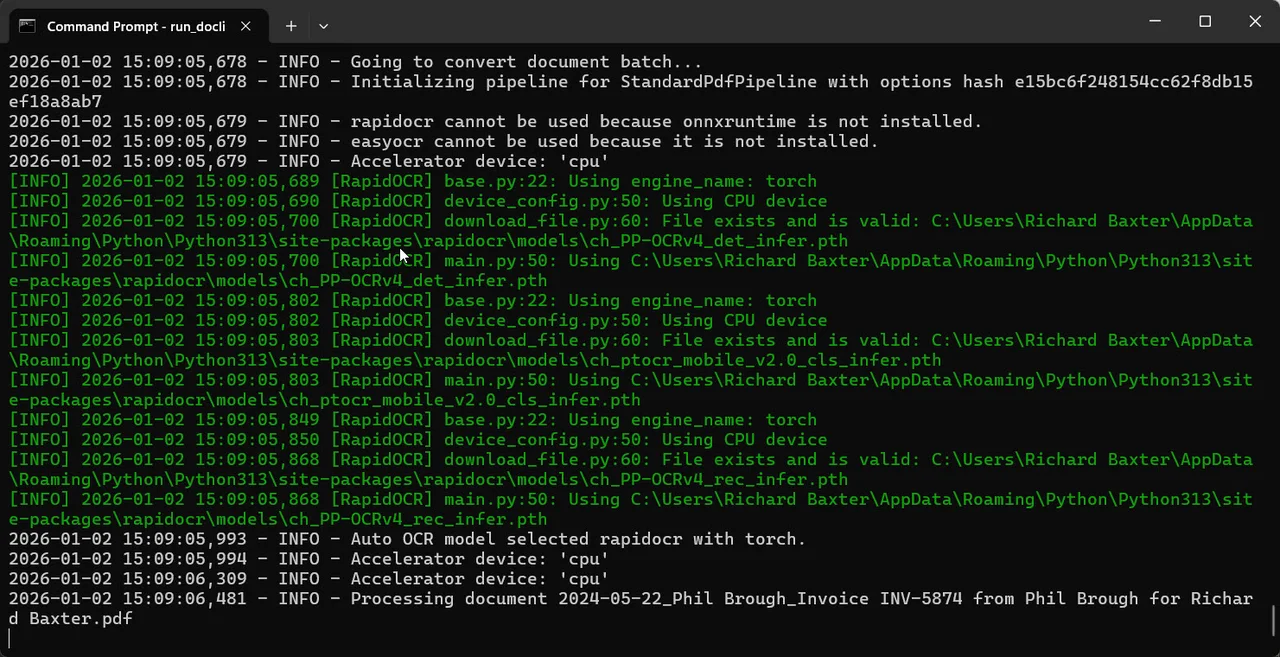 Docling analizando más de 200 PDF y convirtiéndolos a markdown sencillo
