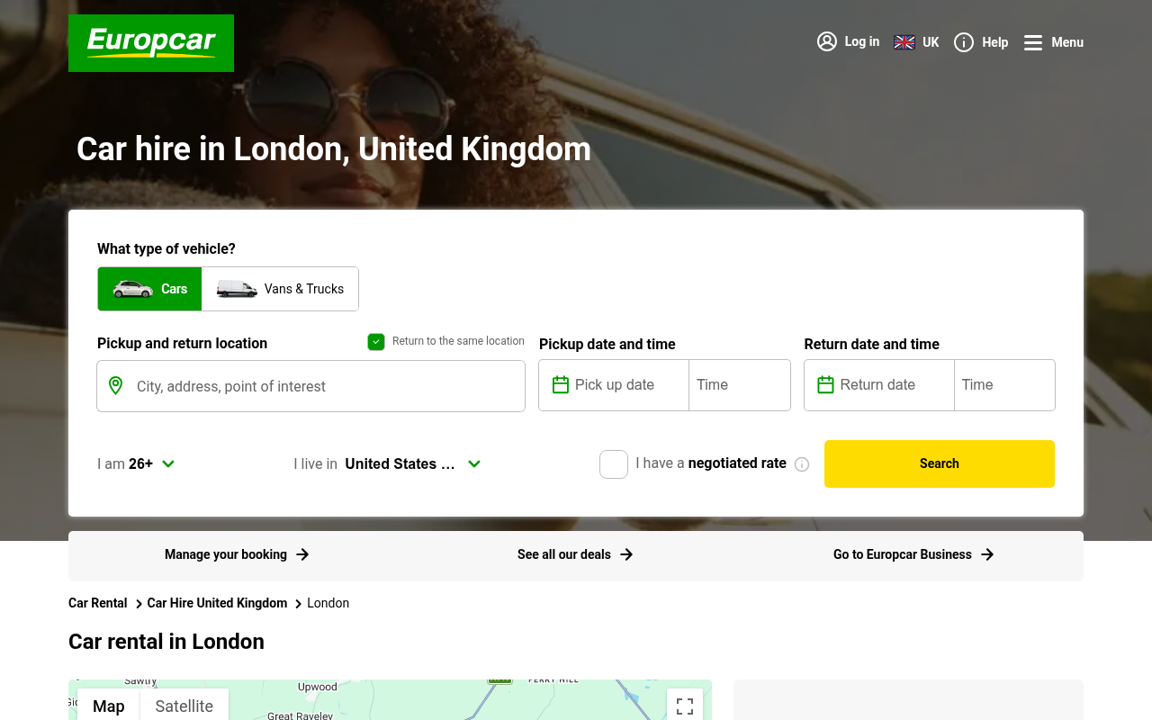 Imagen 8: Página de alquiler de coches de Europcar en Londres