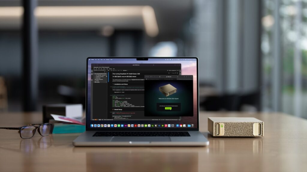 Imagen 8: DGX Spark sobre un escritorio junto a un portátil