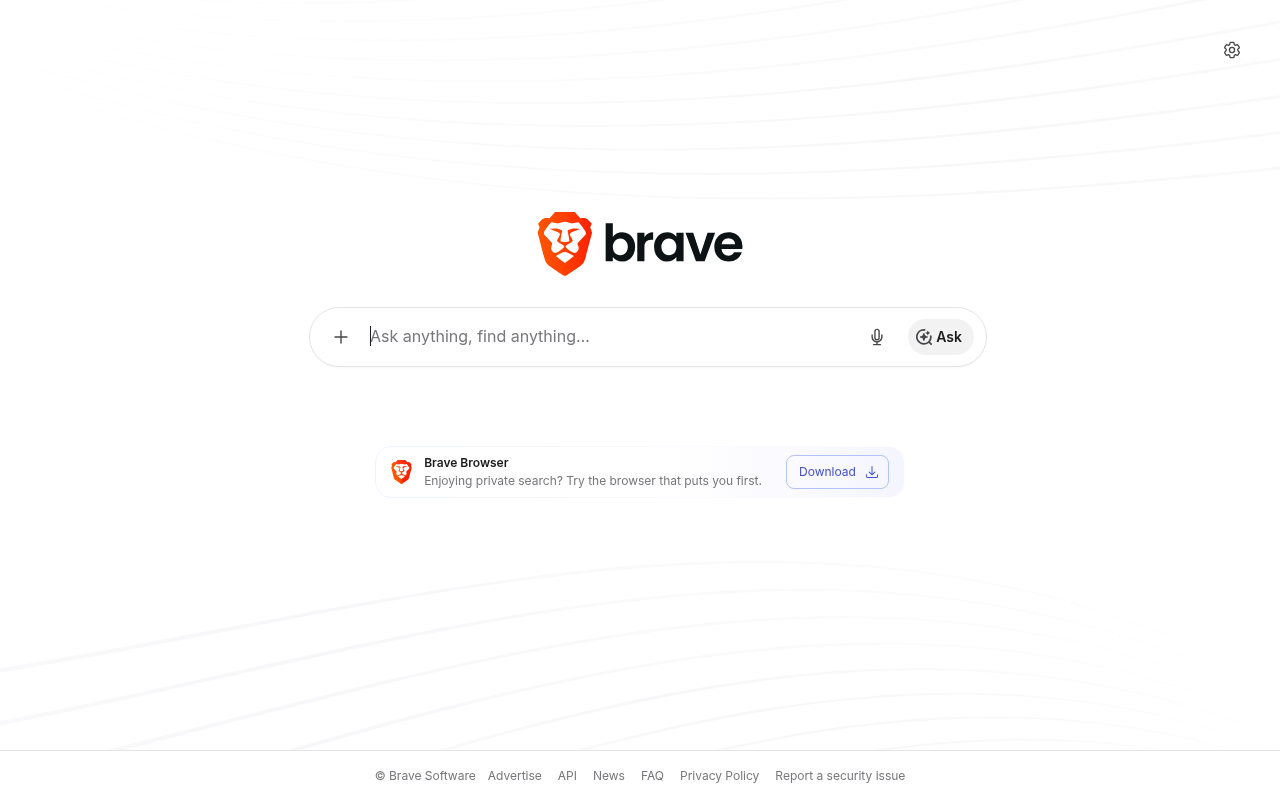 Imagen 1: Página de inicio de Brave Search