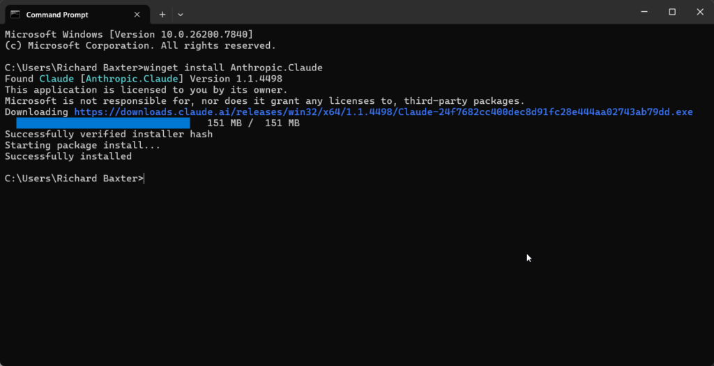 Imagen 3: claude instalado