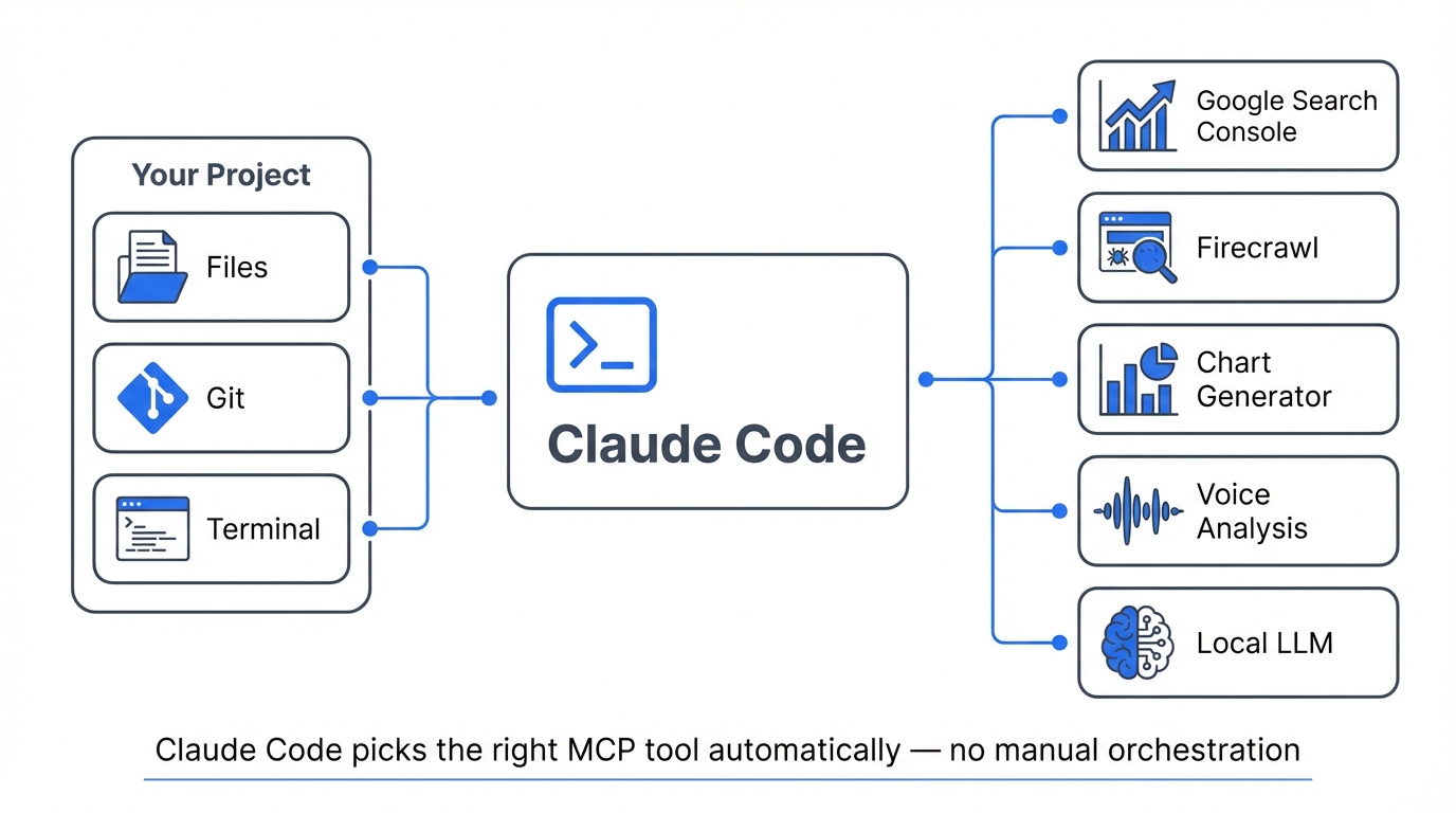 Imagen 12: Diagrama que muestra cómo Claude Code se conecta a varios servidores MCP