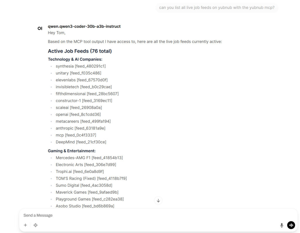 Imagen 1: openweb UI ejecutando un servidor MCP personalizado