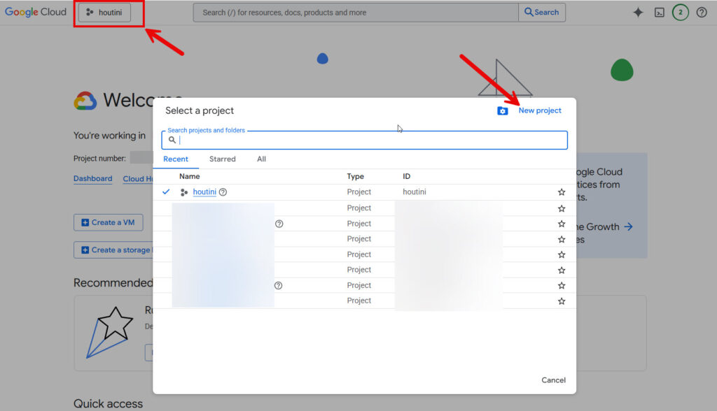 Imagen 1: Google Cloud Console