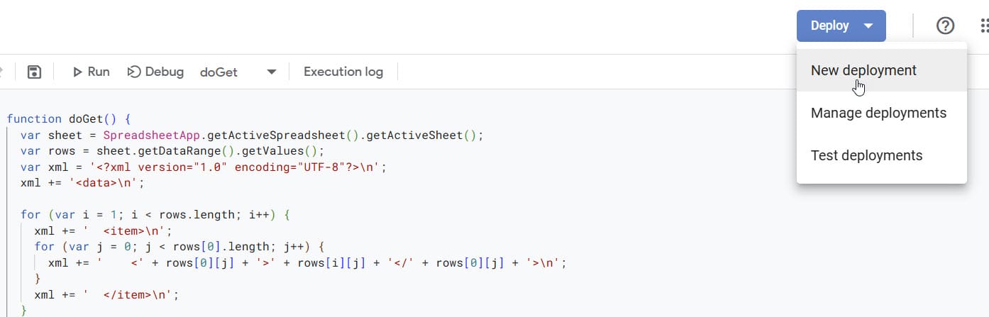 Imagen 3: Pantalla de nuevo despliegue en Google Apps Script