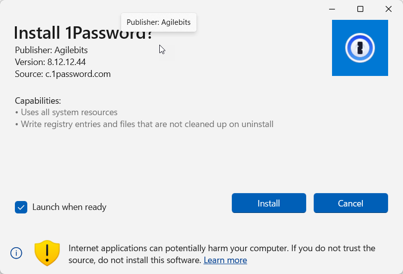 Imagen 1: 1Password tiene una aplicación para Windows que puedes descargar e instalar tras el registro